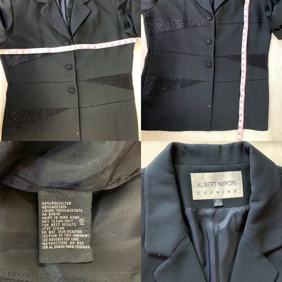 ALBERT NIPON EVENING BLACK Blazer Beaded Jacket - Picture 3 of 8